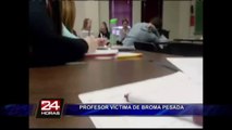 Mira la reacción de un profesor ante una broma de sus alumnos