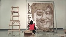 Artist Creates Amazing Jackie Chan Portrait Using Only Chopsticks