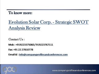Evolution Solar Corp. - Strategic SWOT Analysis Review