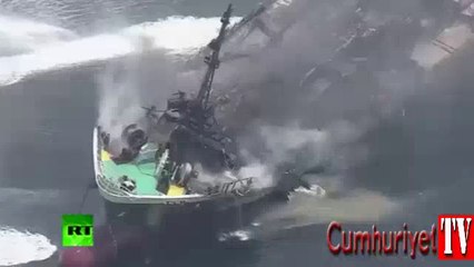 Tanker patladıktan sonra böyle yandı