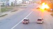Crazy Car explosion after crash in russia!