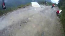 POV bike base jump goes wrong on Death Road