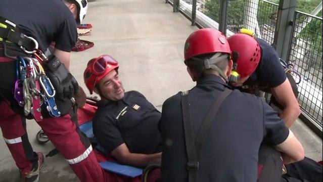 Simulation d'évacuation par les pompiers à Beaubourg