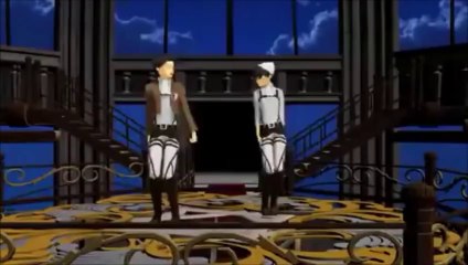 【進撃のMMD】エレンと兵長でkiss me 愛してる