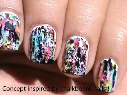 Color acid wash nails - Without tools! - No tools nail art