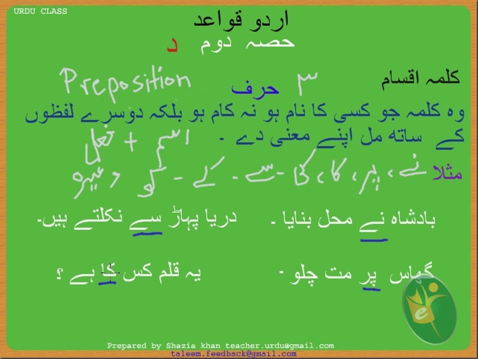 Urdu Grammar Part 2 (d) harf