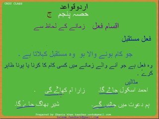 Urdu Grammar Part 5 (c) Fail Mustaqbil