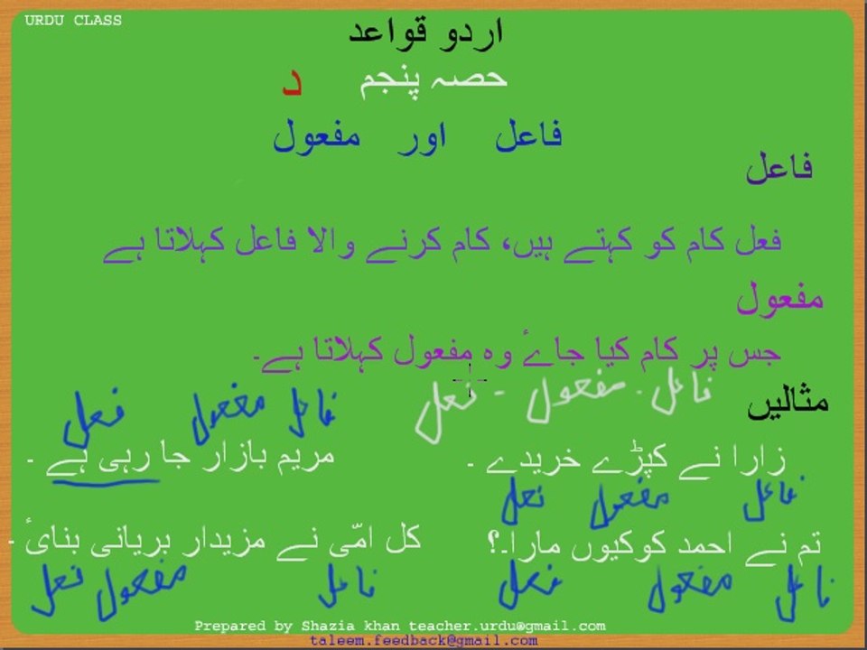 Urdu Grammar Part 5 (d) Fail and Mufool