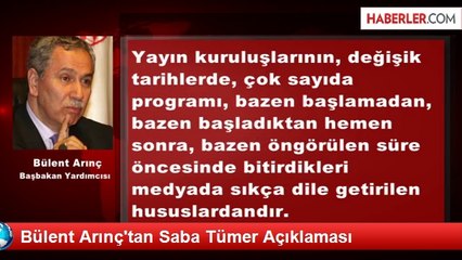 Bülent Arınç'tan Saba Tümer Açıklaması