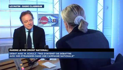 Marine Le Pen, invitée de Guillaume Durand avec LCI