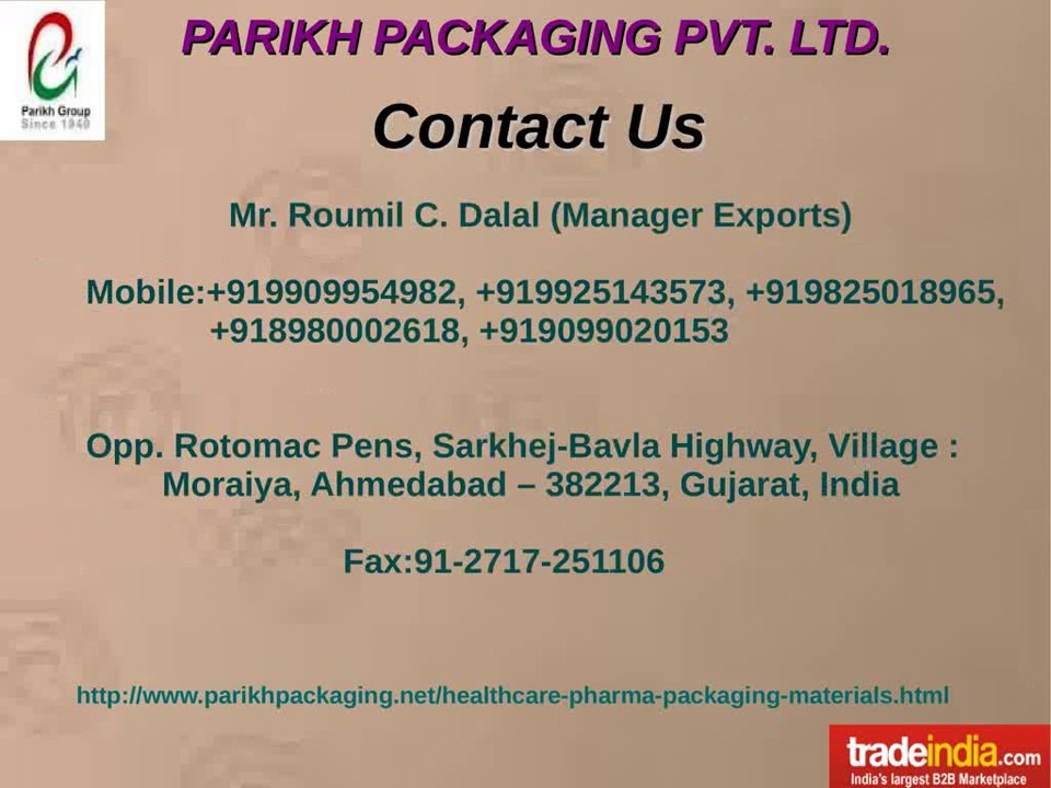 Healthcare Pharma Packaging Materials Exporter,Manufacturer,Gujarat