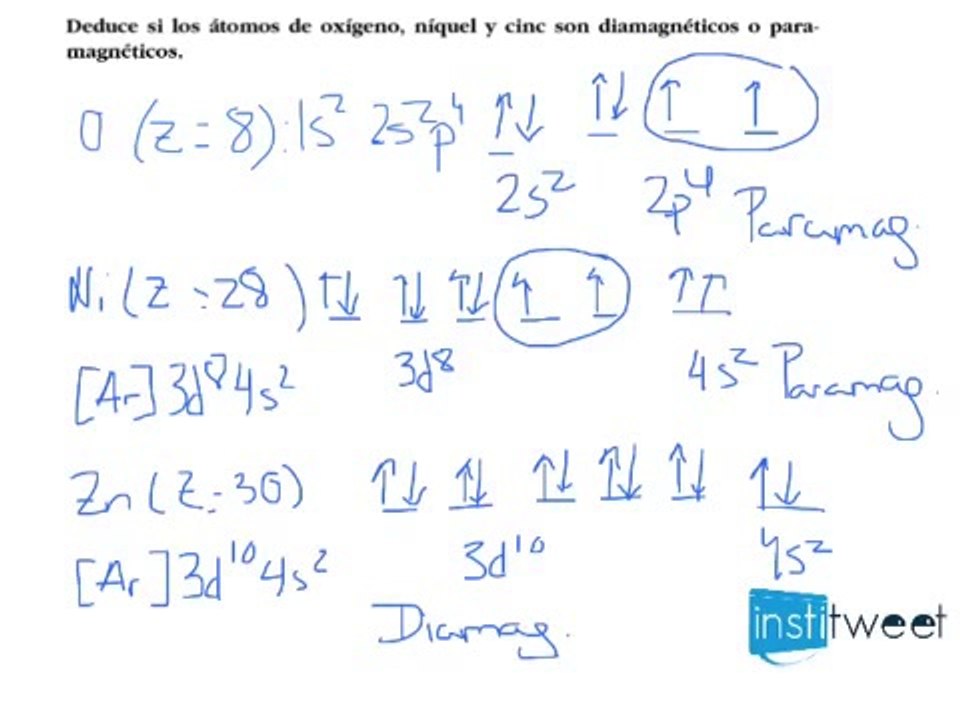 Diamagneticos o paramagneticos Justificar