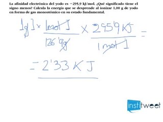 Energía de ionización Calcular energía
