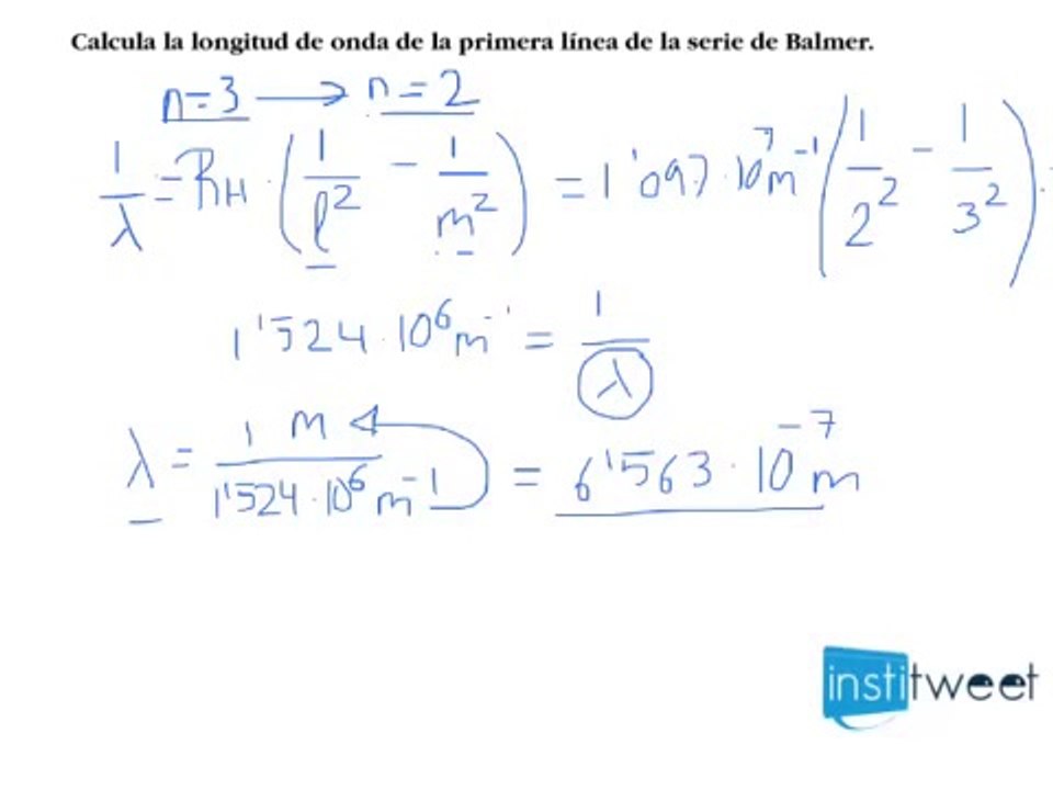 Calcular Longitud de onda de serie Balmer