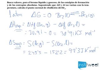 Energía libre de Gibbs y entropía Calcular entropía y entalpía