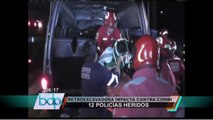 Choque entre retroexcavadora y combi deja doce policías heridos en Chosica