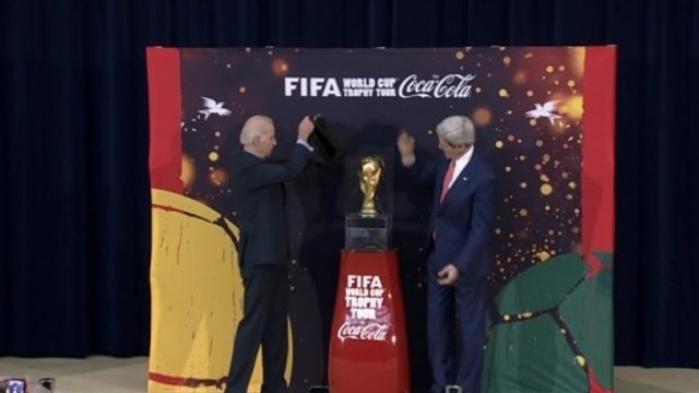 Biden, Kerry unveil World Cup trophy in United States