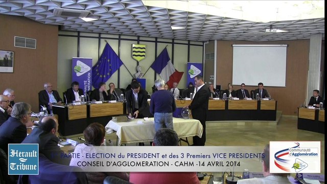 HERAULT - 2014 - ( 1 ) CONSEIL D'AGGLO - CAHM - 1° PARTIE ELECTION DU PRESIDENT ET DES 3 PREMIERS VICE PRESIDENTS