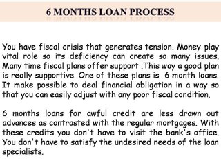 6 Months Loan for Bad Credit