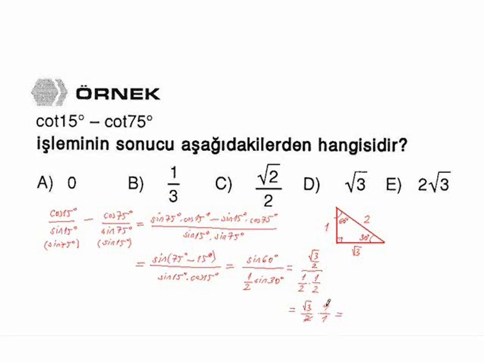 21) Yarım Açı Formülleri - 2