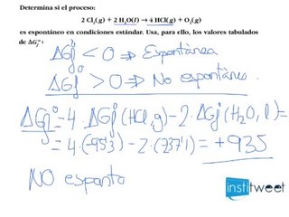 Ejercicio resuelto de Determinación del orden y espontaneidad