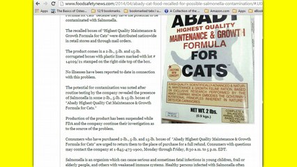 RECALL ALERT #34 FOR 2014, Abady Cat Food Recalled