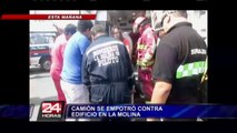 La Molina: camión causó violento choque y luego se empotró contra edificio