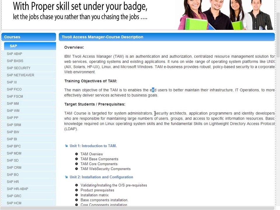 IBM Tivoli Access Manager (TAM) Online Training and Placement