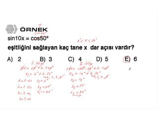 45 ) Eşitliğin İki Tarafında Aynı Tür Trigonometrik Fonksiyon Bulunan Denklemler - 1
