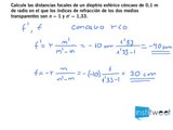Calcular las distancias focales en un Dioptrio esférico