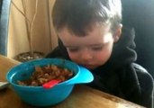Sleepy Toddler Narrowly Avoids Falling Into Dinner