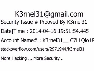 K3rnel31 Security Issue # Prooved C7LLQlo18P8tOjx