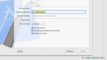 Xcode 4.2 Finishing Touches iOS iPad iPhone - Specifying Identifier