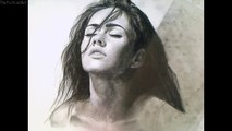 Drawing Megan Fox - Timelapse charcoal portrait Video