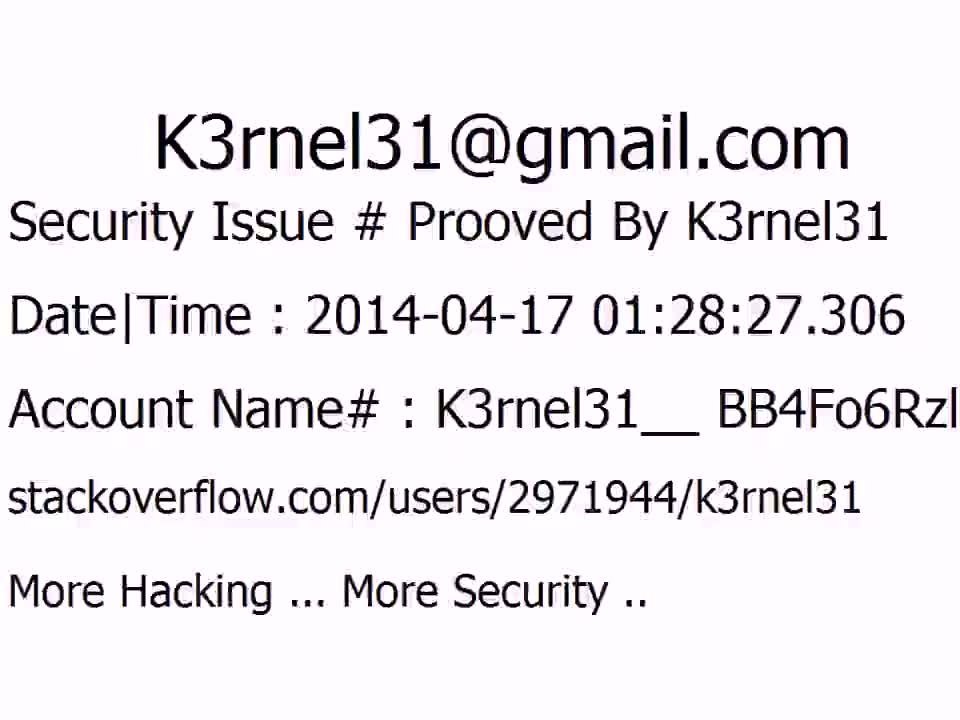 K3rnel31 Security Issue # Prooved BB4Fo6RzloIkb9b
