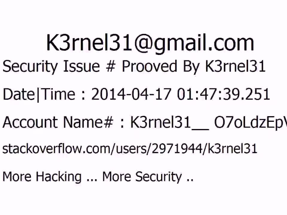 K3rnel31 Security Issue # Prooved O7oLdzEpVEhRDzR
