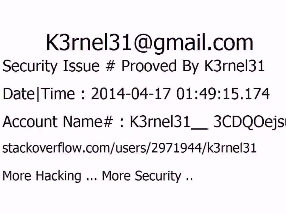 K3rnel31 Security Issue # Prooved 3CDQOejsucnpnJt