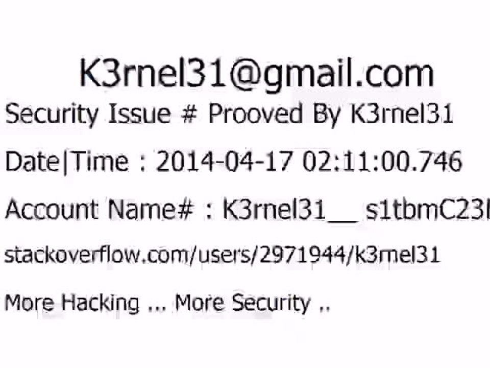 K3rnel31 Security Issue # Prooved s1tbmC23FGQ6UXP