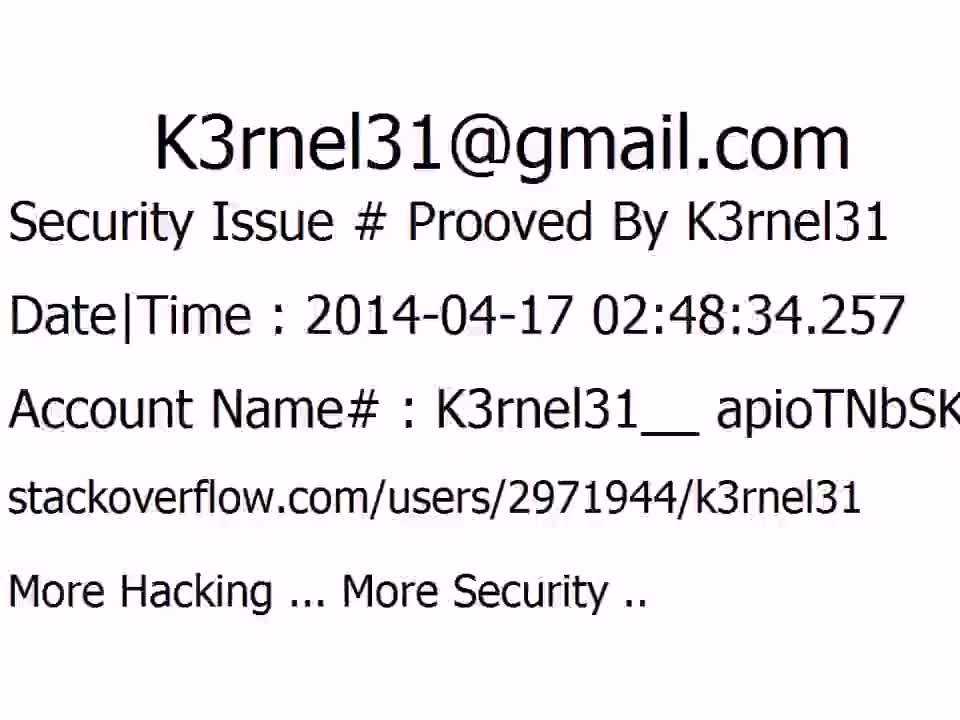 K3rnel31 Security Issue # Prooved apioTNbSKHWt7sP