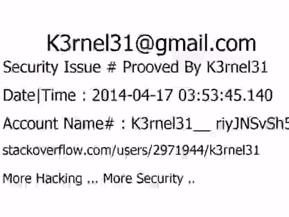 K3rnel31 Security Issue # Prooved riyJNSvSh5PkMWU