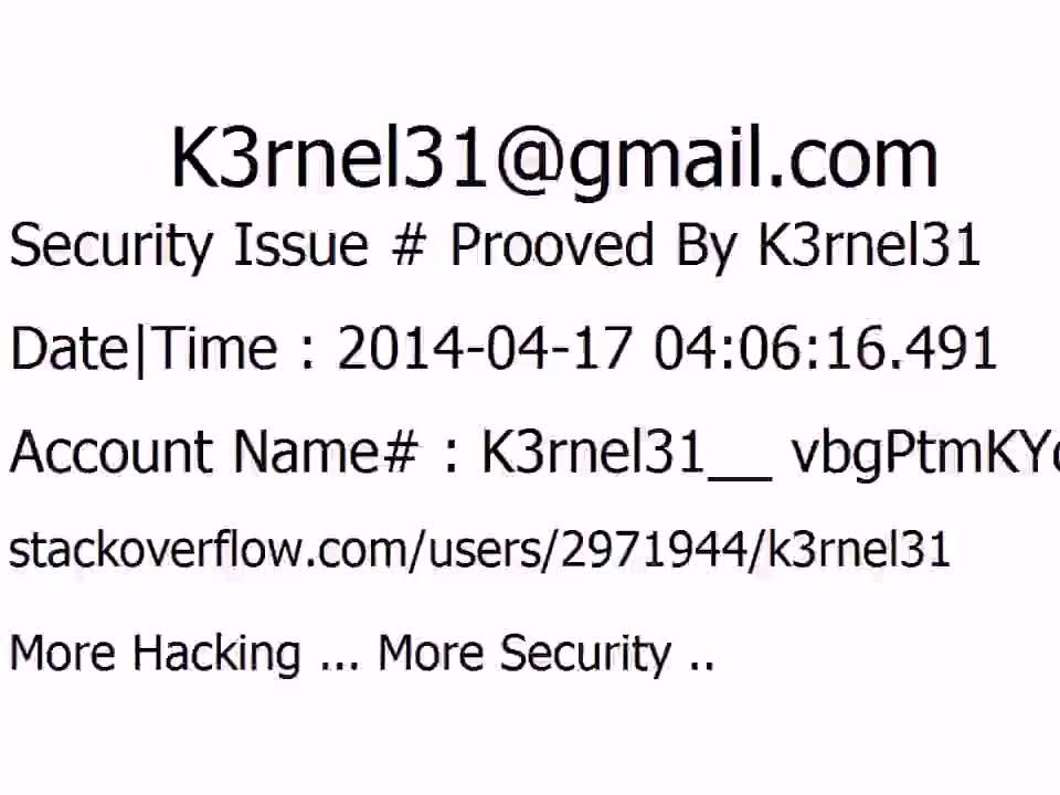 K3rnel31 Security Issue # Prooved vbgPtmKYq1Th4vR