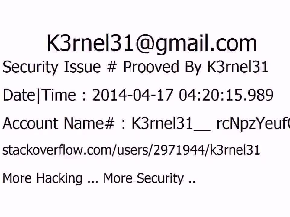 K3rnel31 Security Issue # Prooved rcNpzYeufCiYGLl