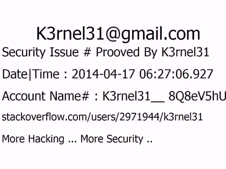 K3rnel31 Security Issue # Prooved 8Q8eV5hUePBaRkU