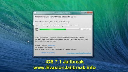 Evasion 7.1 jailbreak Full Untehered iOS 7 iPhone iPod Touch iPad