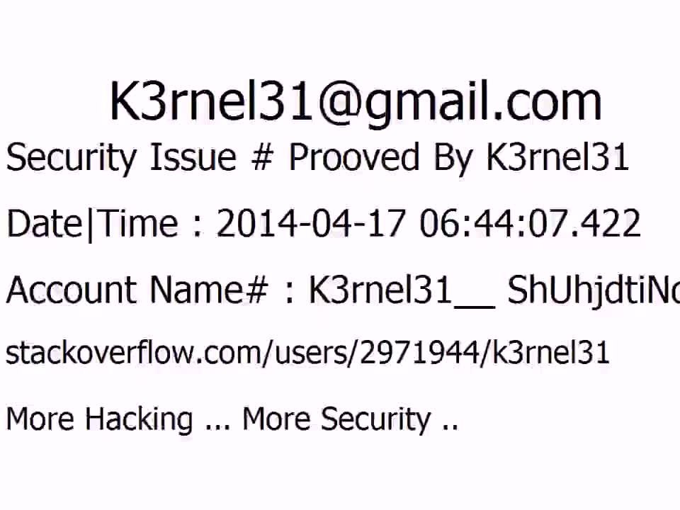 K3rnel31 Security Issue # Prooved ShUhjdtiNqkVCCI