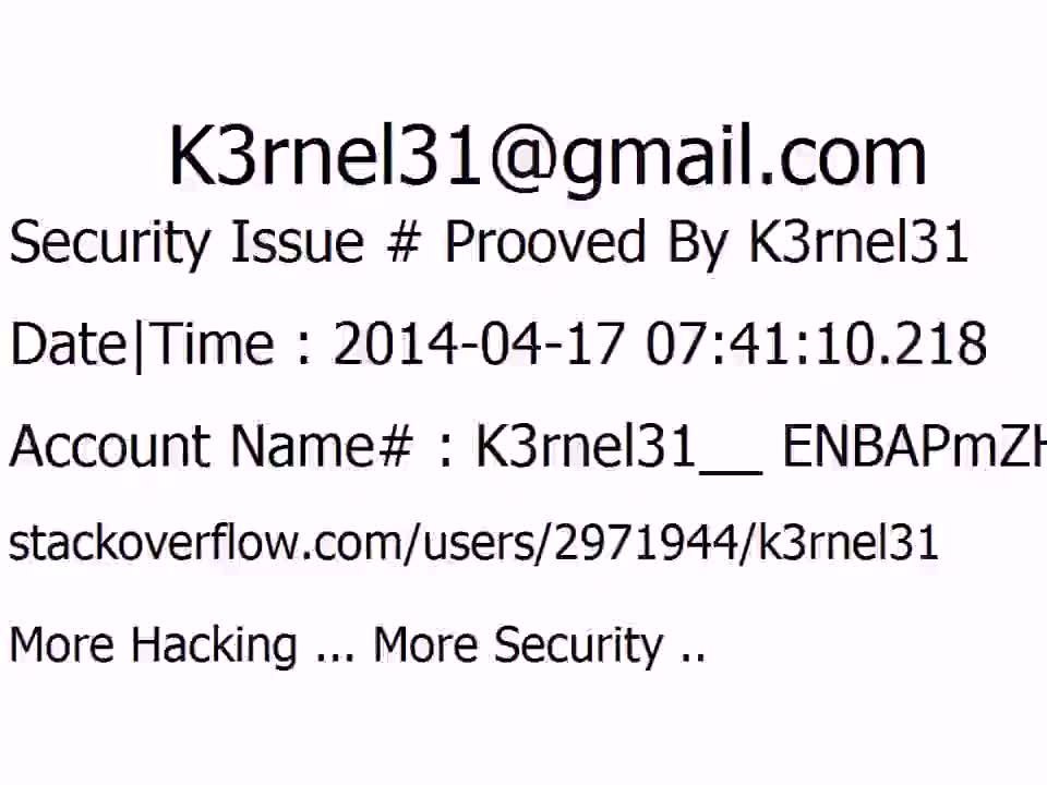 K3rnel31 Security Issue # Prooved ENBAPmZHykPotI0