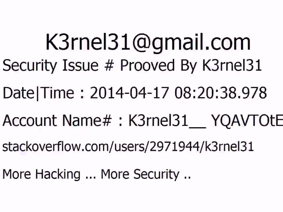 K3rnel31 Security Issue # Prooved YQAVTOtEsn3daIz