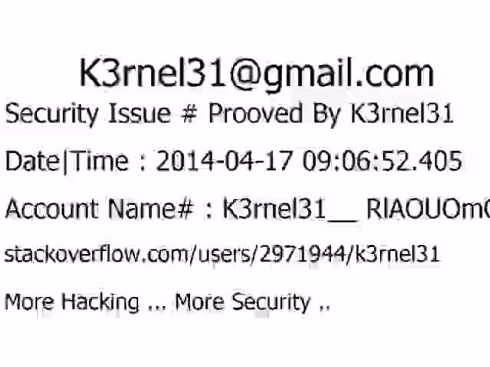 K3rnel31 Security Issue # Prooved RlAOUOmGu2frDbf