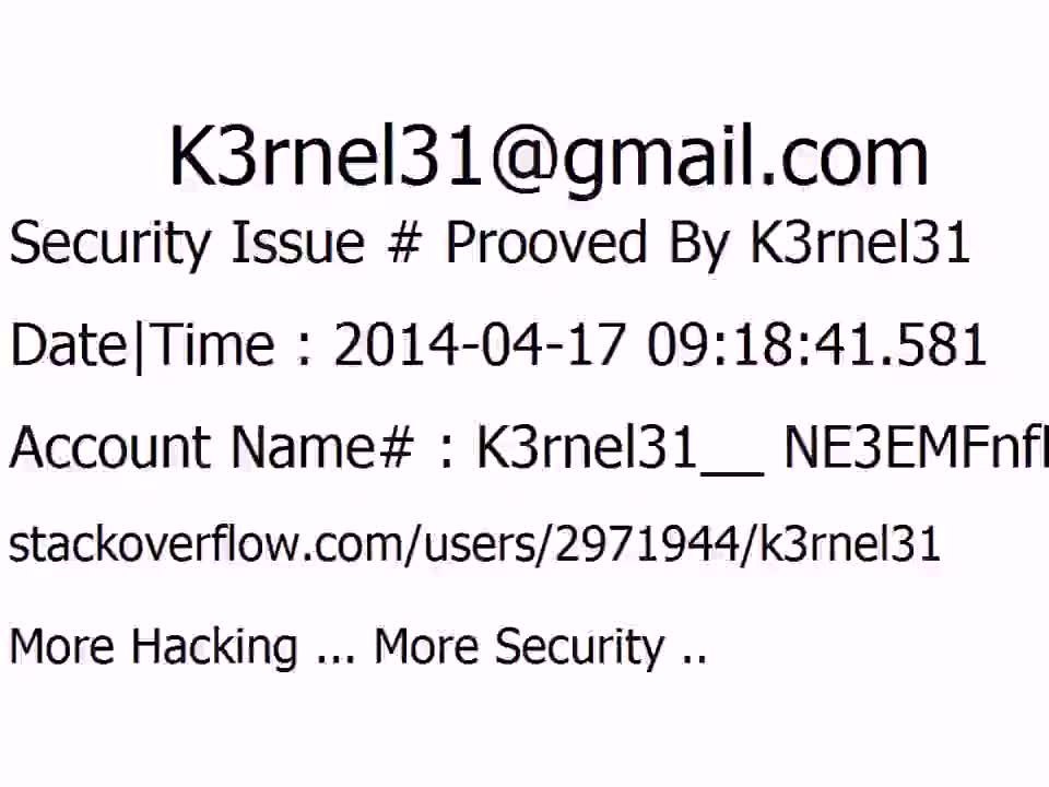 K3rnel31 Security Issue # Prooved NE3EMFnfRQA0a9u