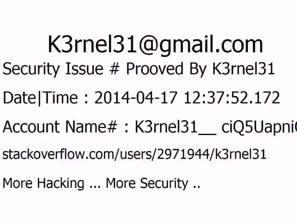 K3rnel31 Security Issue # Prooved ciQ5UapniCdIJca